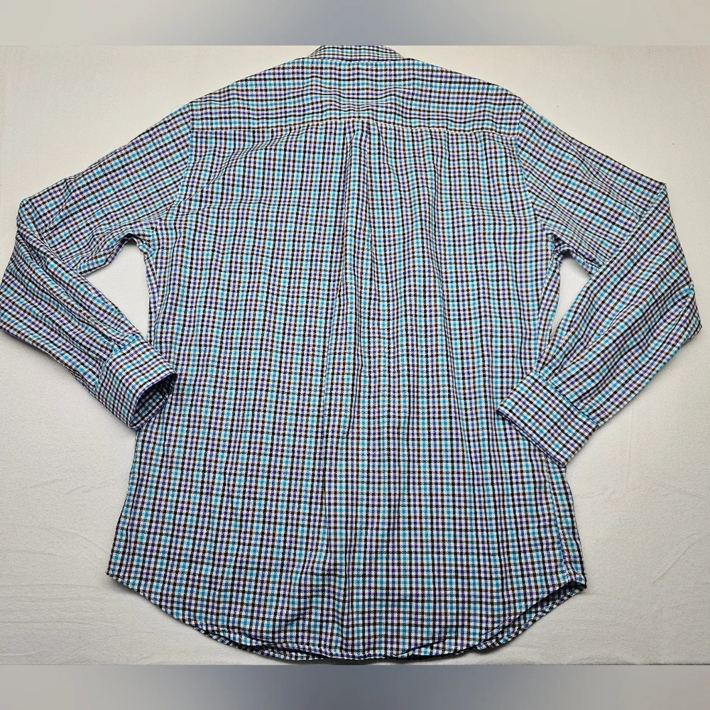 Peter Millar Crown Sport Gingham Check Long‎ Sleeve Button Down Shirt